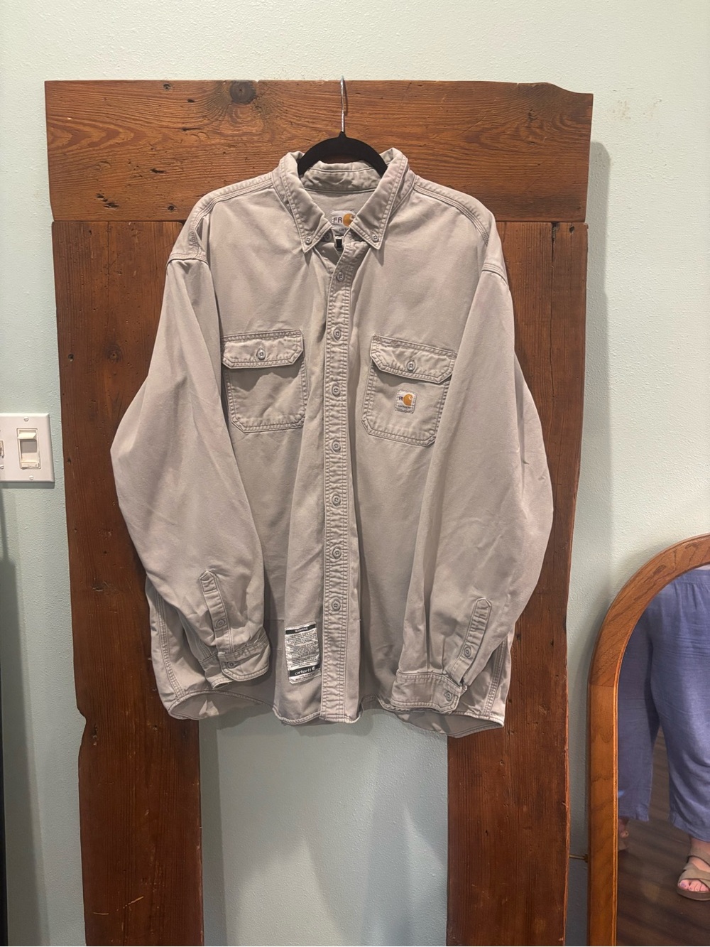 Carhartt Men’s Light Gray Workwear Button-Up Jacket